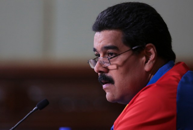 Venezuela's President Nicolas Maduro speaks during a meeting with ministers at Miraflores Palace
