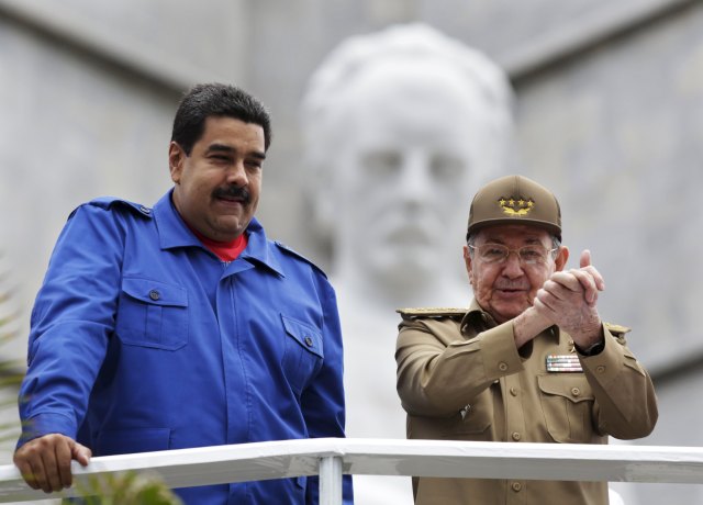 Venezuela's president Maduro and Cuba's president Raul Castro attend a May Day parade in Havana