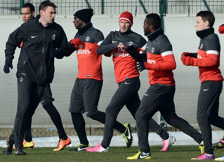 Beckham se entrena por primera vez con sus nuevos compañeros del PSG (Fotos)