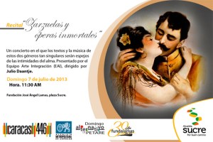 “Zarzuelas y óperas inmortales” para homenajear a Caracas