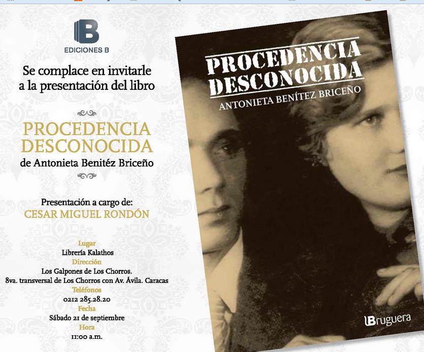 El libro Procedencia Desconocida será bautizado este sábado