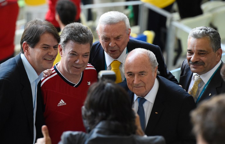Santos y Blatter asisten al Brasil-Colombia  (Fotos)