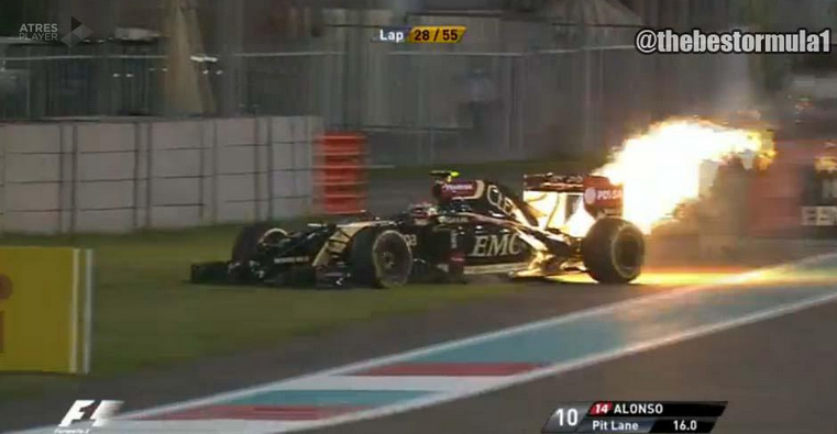 GP Abu Dhabi: Se retira Pastor Maldonado por incendio en su carro (fotos)