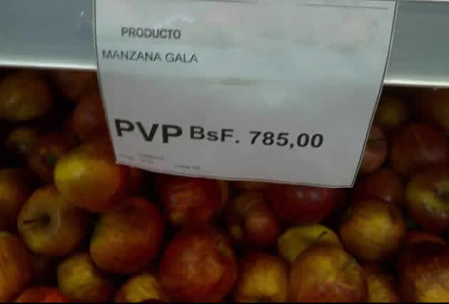 Kilo de manzanas rojas importadas oscila en los 785 bolívares