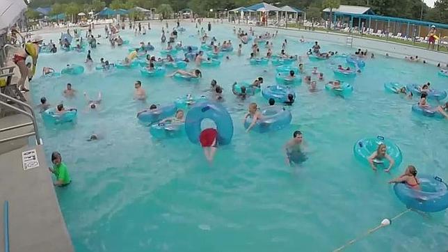 ¿Ojo de halcón? Salva a un niño que se ahogaba entre el bululú en una piscina (Video)