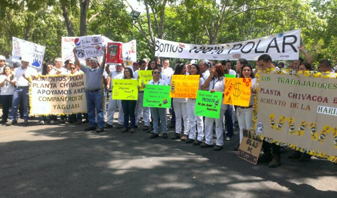 Empleados de Empresas Polar en Chivacoa protestan contra el “acoso gubernamental”