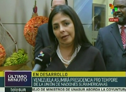 Delcy Rodríguez informa que Venezuela asumirá la presidencia de la Unasur en abril
