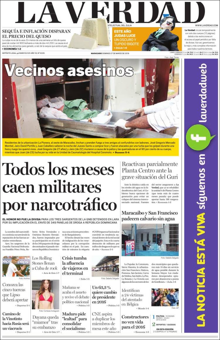 Portadas de este domingo 27 de marzo de 2016