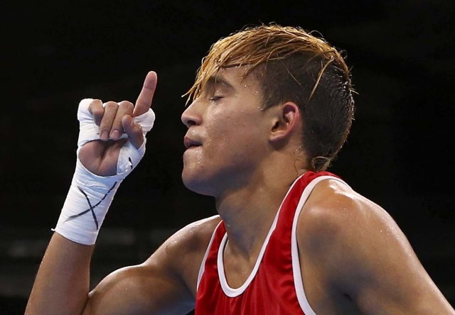 2016 Rio Olympics - Boxing - Preliminary - Men's Fly (52kg) Round of 32 Bout 154- Riocentro - Pavilion 6 - Rio de Janeiro, Brazil - 13/08/2016. Yoel Finol (VEN) of Venezuela reacts after his bout. REUTERS/Peter Cziborra FOR EDITORIAL USE ONLY. NOT FOR SALE FOR MARKETING OR ADVERTISING CAMPAIGNS.