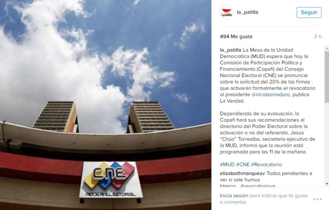 Mención en Instagram desde La Patilla a Maduro