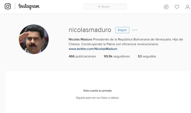 Maduro pone en privado su cuenta de Instagram