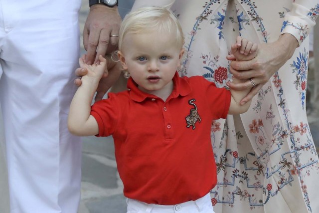 Prince Jacques, the heir apparent to the Monegasque throne gestures during the traditional Monaco's picnic in Monaco, September 10, 2015. REUTERS/Valery Hache/Pool