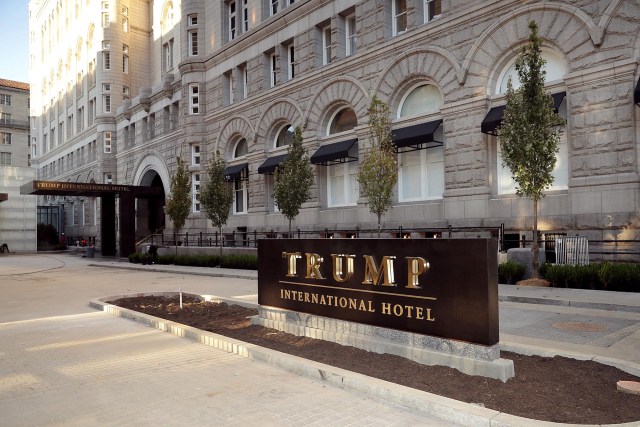 WASHINGTON, DC - SEPTEMBER 12: The Trump International Hotel on its first day of business September 12, 2016 in Washington, DC. The Trump Organization was granted a 60-year lease to the historic Old Post Office by the federal government before Trump announced his intent to run for president. The hotel has 263 luxry rooms, including the 6,300-square-foot 'Trump Townhouse' at $100,000 a night, with a five-night minimum. Chip Somodevilla/Getty Images/AFP