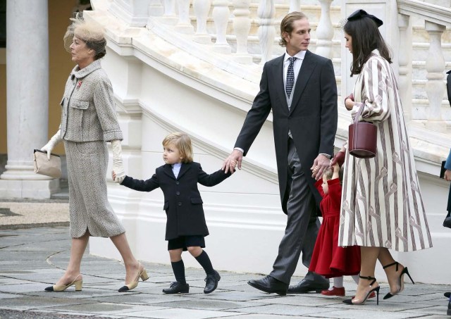 Princess Caroline of Hanover (L), Andrea and Tatiana Casiraghi attend the celebrations marking Monaco's National Day at the Monaco Palace November 19, 2016. REUTERS/Eric Gaillard