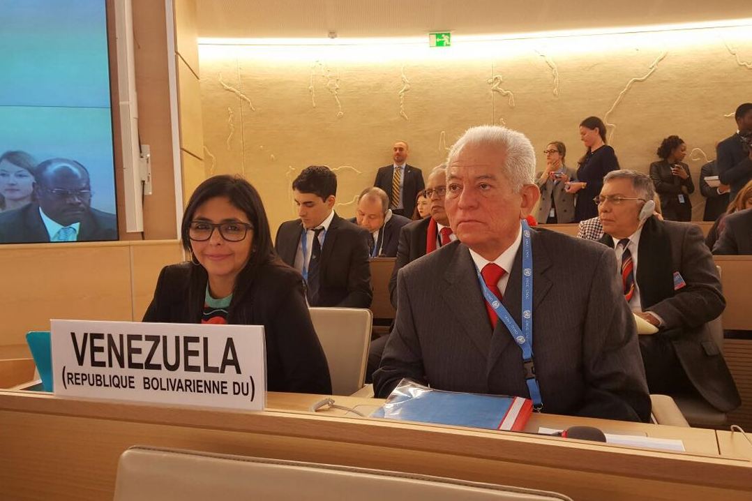 Delcy Rodríguez presente en instalación de sesiones del Consejo de DDHH de la ONU en Ginebra