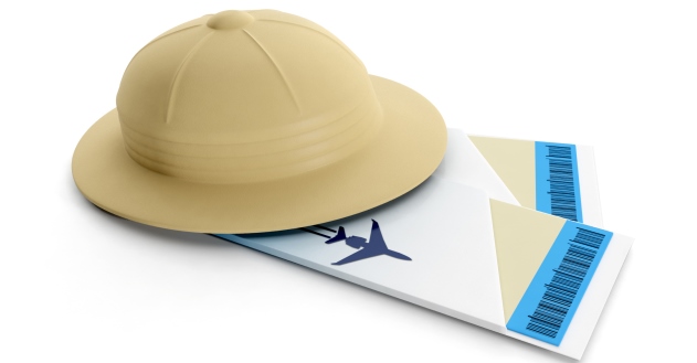 3d illustration: Cap traveler and airline tickets