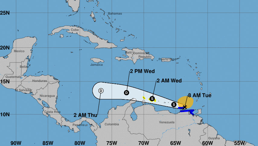 Bret genera fuertes lluvias y ráfagas de viento en Sucre y Nueva Esparta