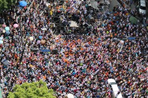 La vista aérea de la manifestación por los 100 días de resistencia