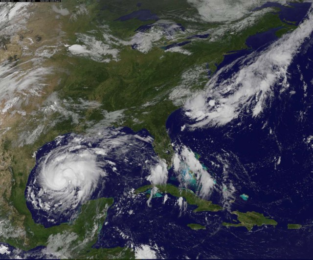 Tropical Storm Harvey is seen approaching the Texas Gulf Coast, U.S., in this NOAA GOES East satellite image taken at 10:07 ET (14:07 GMT) August 24, 2017. NOAA/Handout via Reuters THIS IMAGE HAS BEEN SUPPLIED BY A THIRD PARTY. IT IS DISTRIBUTED, EXACTLY AS RECEIVED BY REUTERS, AS A SERVICE TO CLIENTS.