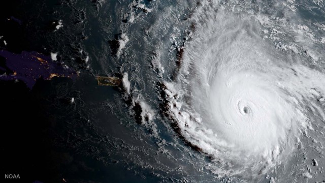 Hurricane Irma, a record Category 5 storm, is seen in this NOAA National Weather Service National Hurricane Center image from GOES-16 satellite taken on September 5, 2017. Courtesy NOAA National Weather Service National Hurricane Center/Handout via REUTERS ATTENTION EDITORS - THIS IMAGE WAS PROVIDED BY A THIRD PARTY
