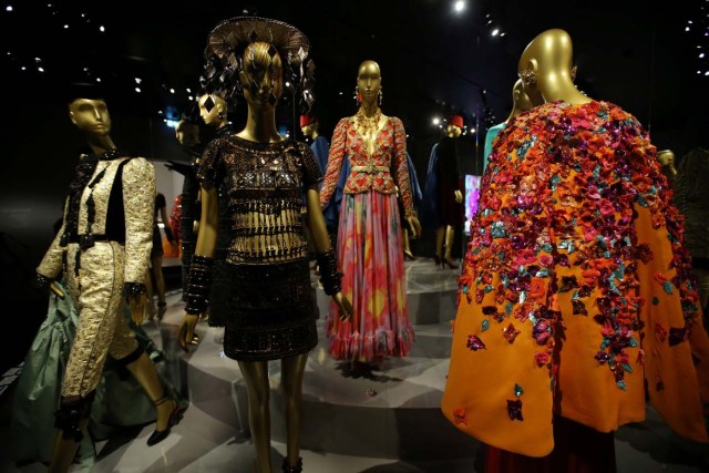 Dresses are displayed at the Yves Saint Laurent Museum in Paris, France, September 27, 2017. The new museum, celebrating the life and work of French designer Yves Saint Laurent (1936-2008), will open at the avenue Marceau address of his former work studio for almost 30 years. Picture taken September 27, 2017. REUTERS/Stephane Mahe