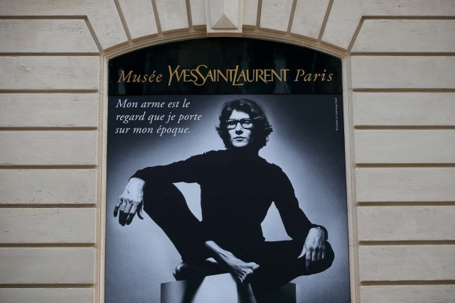 A picture of designer Yves Saint Laurent by photographer Jeanloup Sieff is seen in front of the Yves Saint Laurent Museum in Paris, France, September 27, 2017. The new museum, celebrating the life and work of French designer Yves Saint Laurent (1936-2008), will open at the avenue Marceau address of Yves Saint Laurent's former work studio for almost 30 years. Picture taken September 27, 2017. REUTERS/Stephane Mahe