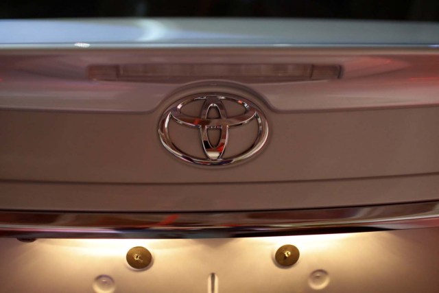 The logo of Toyota Motor Corp. is seen on a company's Corolla car in Caracas, Venezuela October 25, 2017. REUTERS/Marco Bello