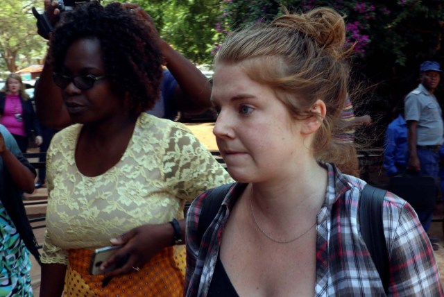 U.S. citizen Martha O'Donovan arrives at court in Harare, Zimbabwe November 4, 2017. O'Donovan was charged on Friday with attempting to overthrow the Zimbabwean government, which carries a sentence of up to 20 years in jail, after police earlier accused her of insulting 93-year-old President Robert Mugabe. REUTERS/Philimon Bulawayo