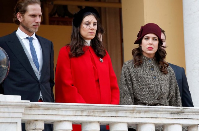 Andrea Casiraghi, his wife Tatiana and Charlotte Casiraghi attend the celebrations marking Monaco's National Day at the Monaco Palace, in Monaco, November 19, 2017. REUTERS/Sebastien Nogier/Pool