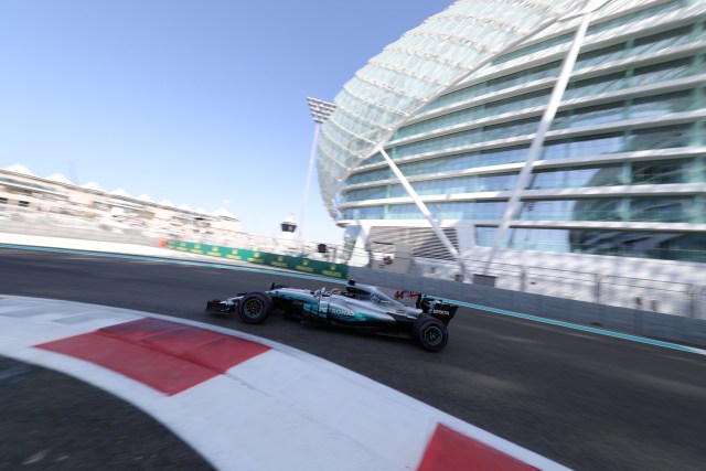 Formula One - F1 - Abu Dhabi Grand Prix - Yas Marina Circuit, Abu Dhabi, United Arab Emirates - November 25, 2017. Mercedes' Formula One driver, Lewis Hamilton of Britain drives during the third practice. REUTERS/Hamad I Mohammed