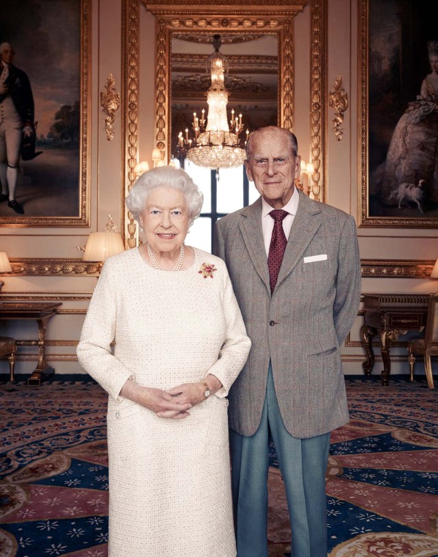 Handout photo issued November 18, 2017 by Camera Press of Britain's Queen Elizabeth II and Prince Philip, Duke of Edinburgh, taken in the White Drawing Room at Windsor Castle in early November, in celebration of their platinum wedding anniversary on November 20. Matt Holyoak/CameraPress/PA Wire/Handout via REUTERS MANDATORY CREDIT. FREE EDITORIAL USE UNTIL DECEMBER 3RD. FOR EDITORIAL USE ONLY, NO COMMERCIAL, SOUVENIR, COVERS OR PROMOTIONAL USE PERMITTED. THE PHOTOGRAPH CANNOT BE CROPPED, MANIPULATED OR ALTERED IN ANY WAY. THIS PICTURE WAS PROVIDED BY A THIRD PARTY. NO RESALES. NO ARCHIVE. *** Local Caption *** BSMID7043185