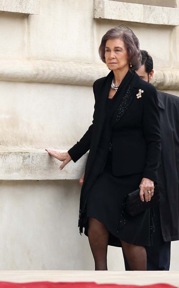 Former Spanish Queen Sofia arrives at the Patriarchal Cathedral as she attends a funeral ceremony for late Romanian King Michael in Bucharest, Romania, December 16, 2017. REUTERS/Stoyan Nenov