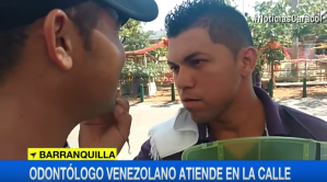 Odontólogo venezolano atiende a sus pacientes en plena calle de Colombia (video)