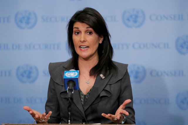Embajadora estadounidense ante la Organización de las Naciones Unidas (ONU), Nikki Haley, REUTERS/Lucas Jackson/File Photo