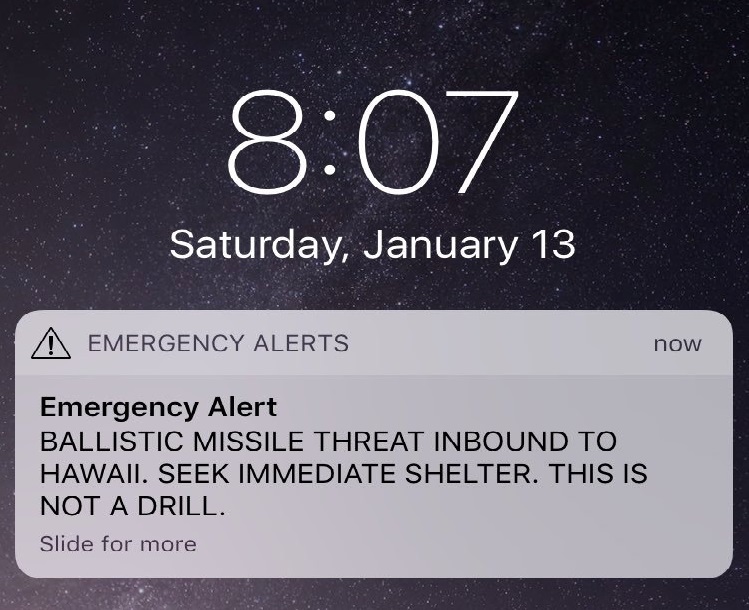 Falsa alerta en Hawaii sobre la llegada inminente de un misil balístico