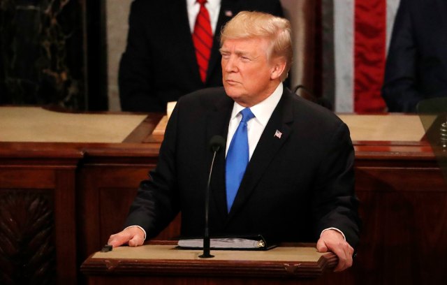 U.S. President Donald Trump pauses while delivering his State of the Union address to a joint session of the U.S. Congress on Capitol Hill in Washington, U.S. January 30, 2018. REUTERS/Leah Millis