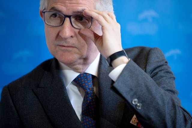 Venezuelan exiled veteran opposition figure and former mayor of Caracas Antonio Ledezma speaks in an interview with Reuters during the Geneva Summit for Human Rights and Democracy in Geneva, Switzerland February 20, 2018. REUTERS/Pierre Albouy