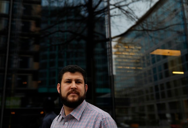 David Smolansky poses for a portrait near his office in Washington, U.S., February 22, 2018. Picture taken February 22, 2018. REUTERS/Leah Millis
