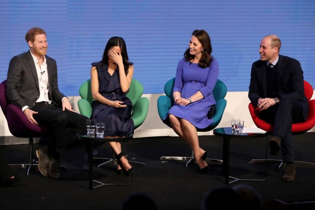 Britain's Prince Harry, his fiancee Meghan Markle, Prince William and Catherine, Duchess of Cambridge attend the first annual Royal Foundation Forum held at Aviva in London, February 28, 2018 . REUTERS/Chris Jackson/Pool
