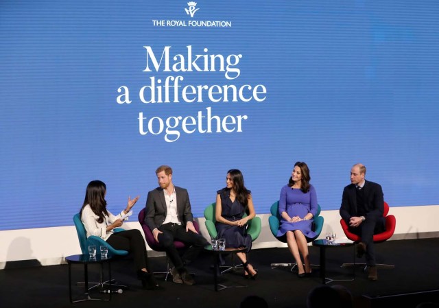 Britain's Prince Harry, his fiancee Meghan Markle, Prince William and Catherine, Duchess of Cambridge attend the first annual Royal Foundation Forum held at Aviva in London, February 28, 2018 . REUTERS/Chris Jackson/Pool