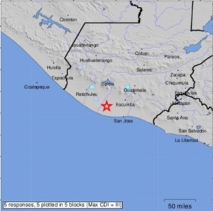Sismo de magnitud 5 se registra en el sur de Guatemala, el segundo en el día