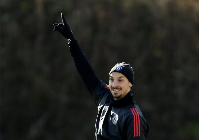 FILE PHOTO: Soccer Football - Champions League - Manchester United Training - Aon Training Complex, Manchester, Britain - February 20, 2018   Manchester United's Zlatan Ibrahimovic during training   Action Images via Reuters/Jason Cairnduff/File Photo