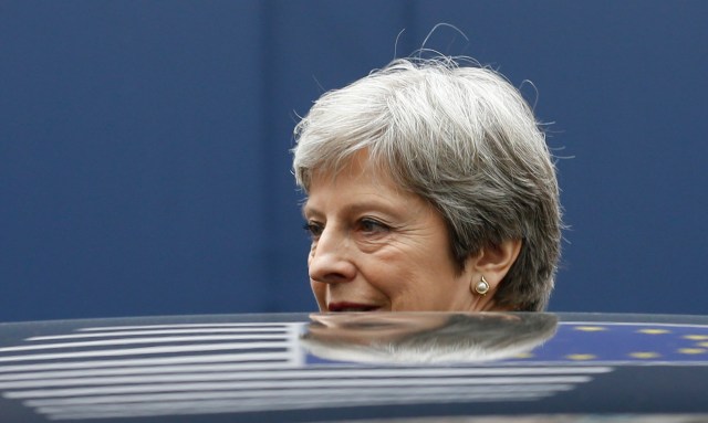 La primera ministra británica, Theresa May, en la cumbre de la Unión Europea en Bruselas, mar 23, 2018. REUTERS/Francois Lenoir