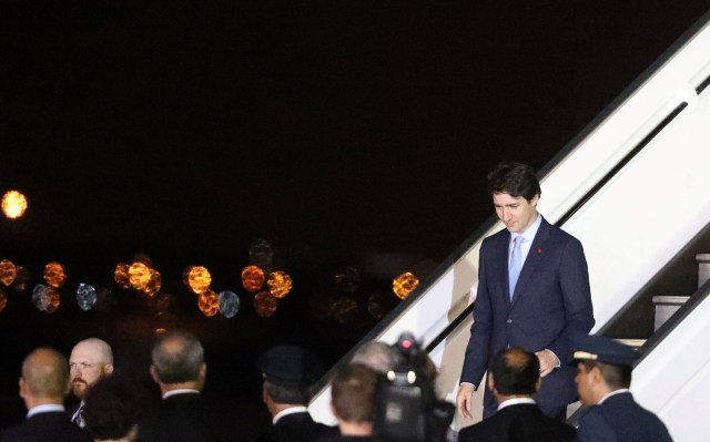 Canada's Prime Minister Justin Trudeau arrives at the airport for the upcoming Summit of the Americas in Lima, Peru April12, 2018. REUTERS/Guadalupe Pardo