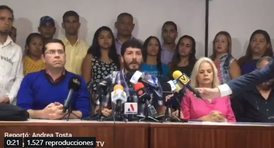 Roberto Patiño anunció en nombre del Frente Amplio Venezuela Libre. Foto captura de pantalla