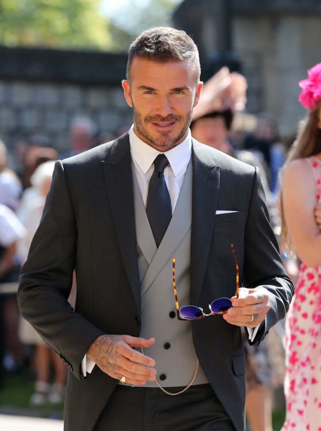 David Beckham arrives at St George's Chapel at Windsor Castle for the wedding of Meghan Markle and Prince Harry in Windsor, Britain, May 19, 2018. Gareth Fuller/Pool via REUTERS