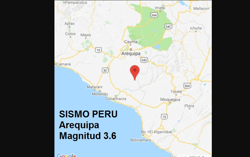 Un sismo de magnitud 3,6 se siente en el sur de Perú sin ocasionar daños