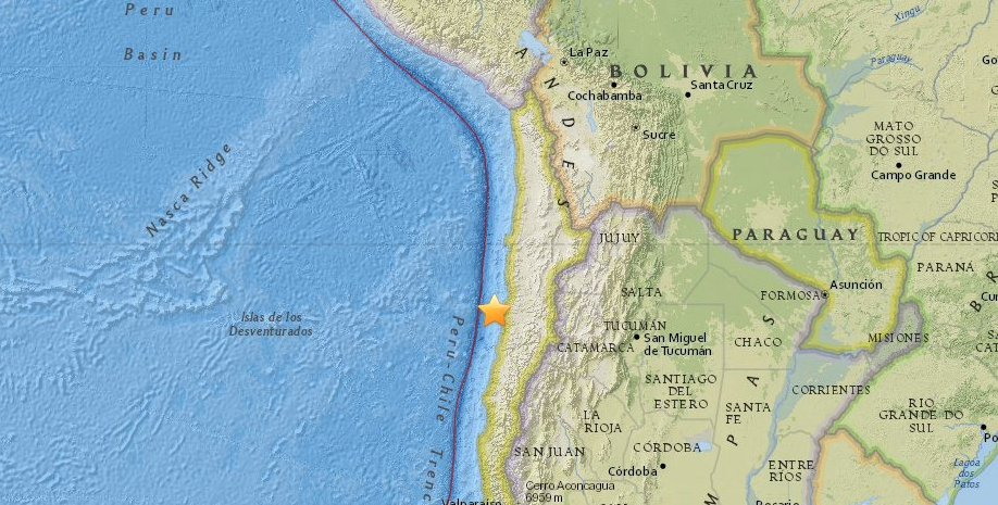 Sismo de magnitud 5,5 afecta el norte de Chile
