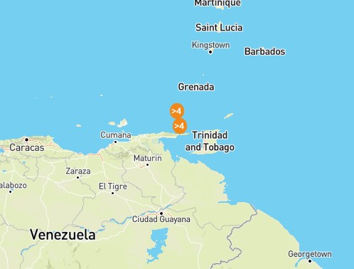Sismo de magnitud 4.1 al sureste de Guiria