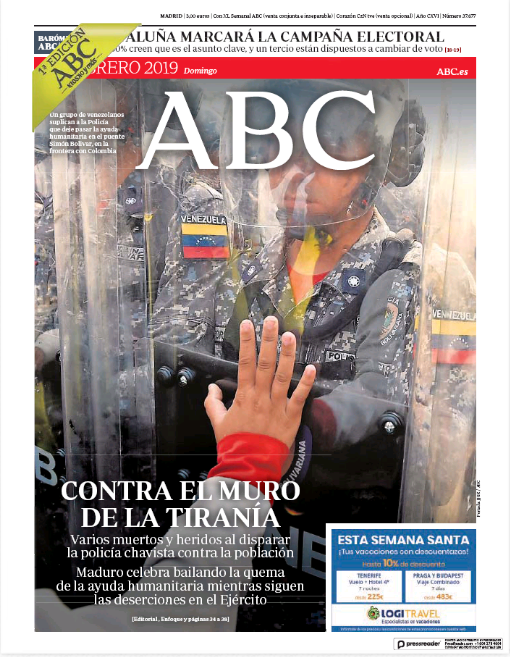 Portadas de la prensa internacional de este domingo 24 de febrero de 2019